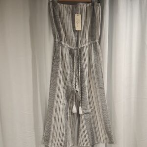 Elan Black and White Striped Jumpsuit